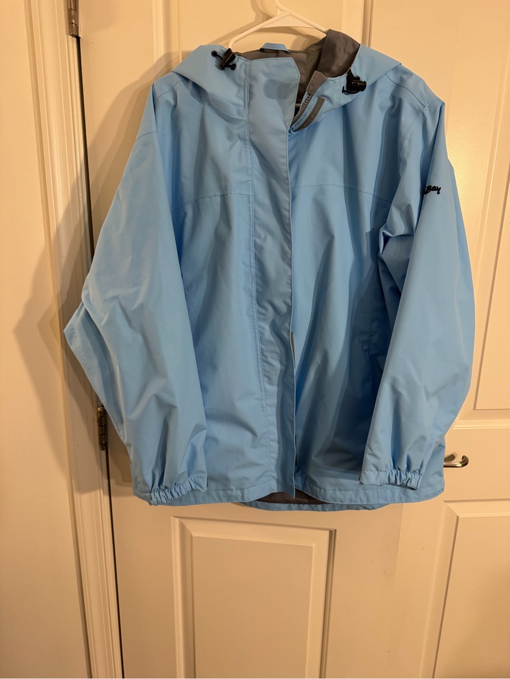 Men's Light Blue Hooded Raincoat - Casual Waterproof Jacket